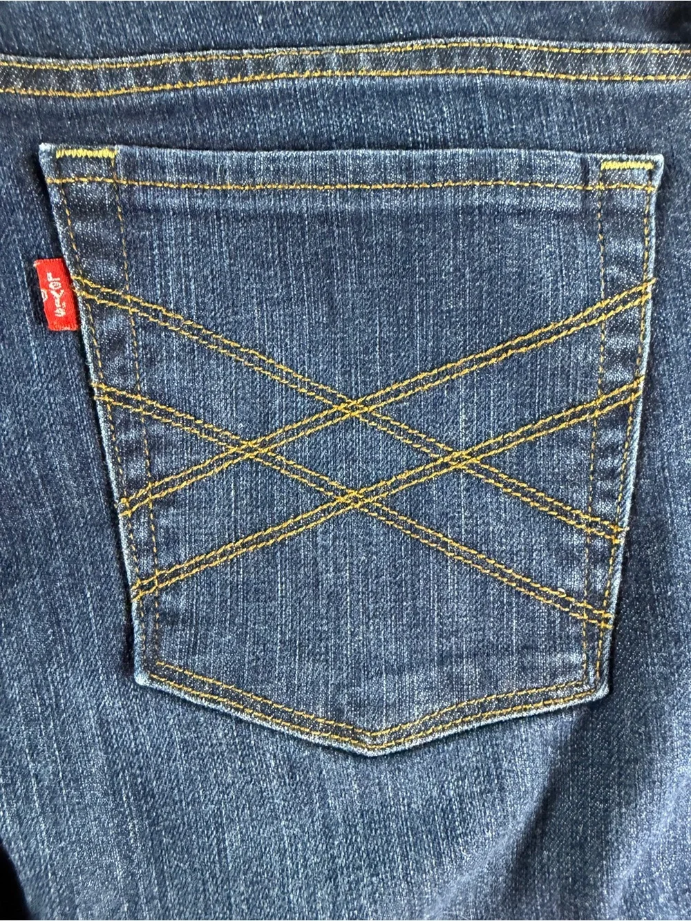 Levi's 545 Women's Denim Blue Jean Cuffed Bermuda Shorts Dark Wash Sz 14